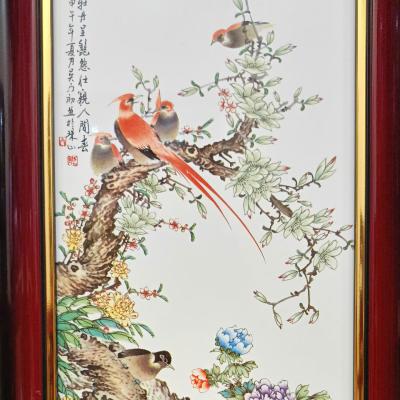 tranh sứ hoạ tiết chim hoa tứ quý